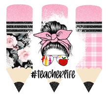 Load image into Gallery viewer, Pink and black Teacher Life Tumbler