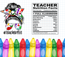 Load image into Gallery viewer, Teacher nutrition facts Tumbler