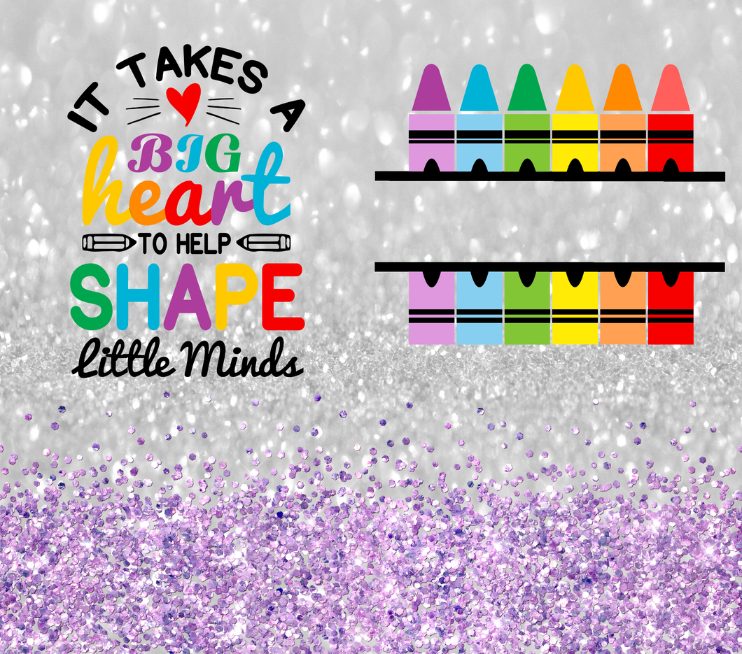 It takes a big heart -Silver and Purple Glitter Tumbler