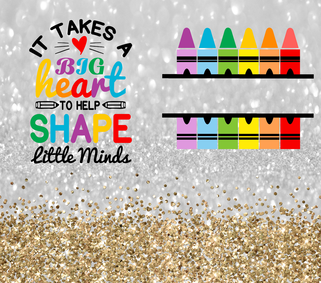 It takes a big heart -Silver and Gold Glitter Tumbler