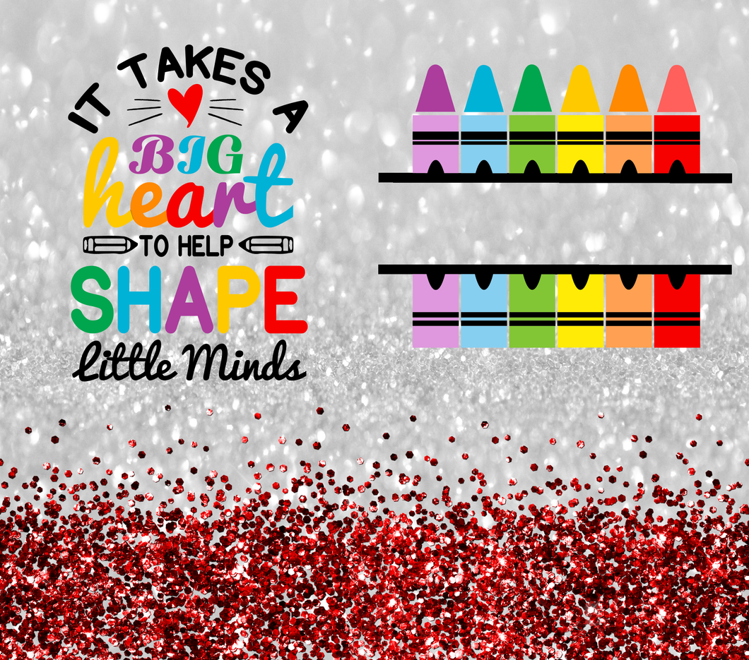 It takes a big heart -Silver and Red Glitter Tumbler