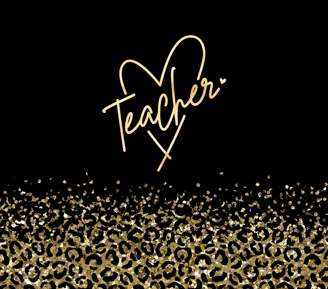 Gold and Black heart Teacher Tumbler