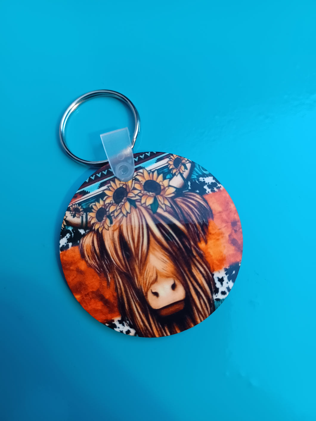 Moocow with sunflowers 2in Keychain