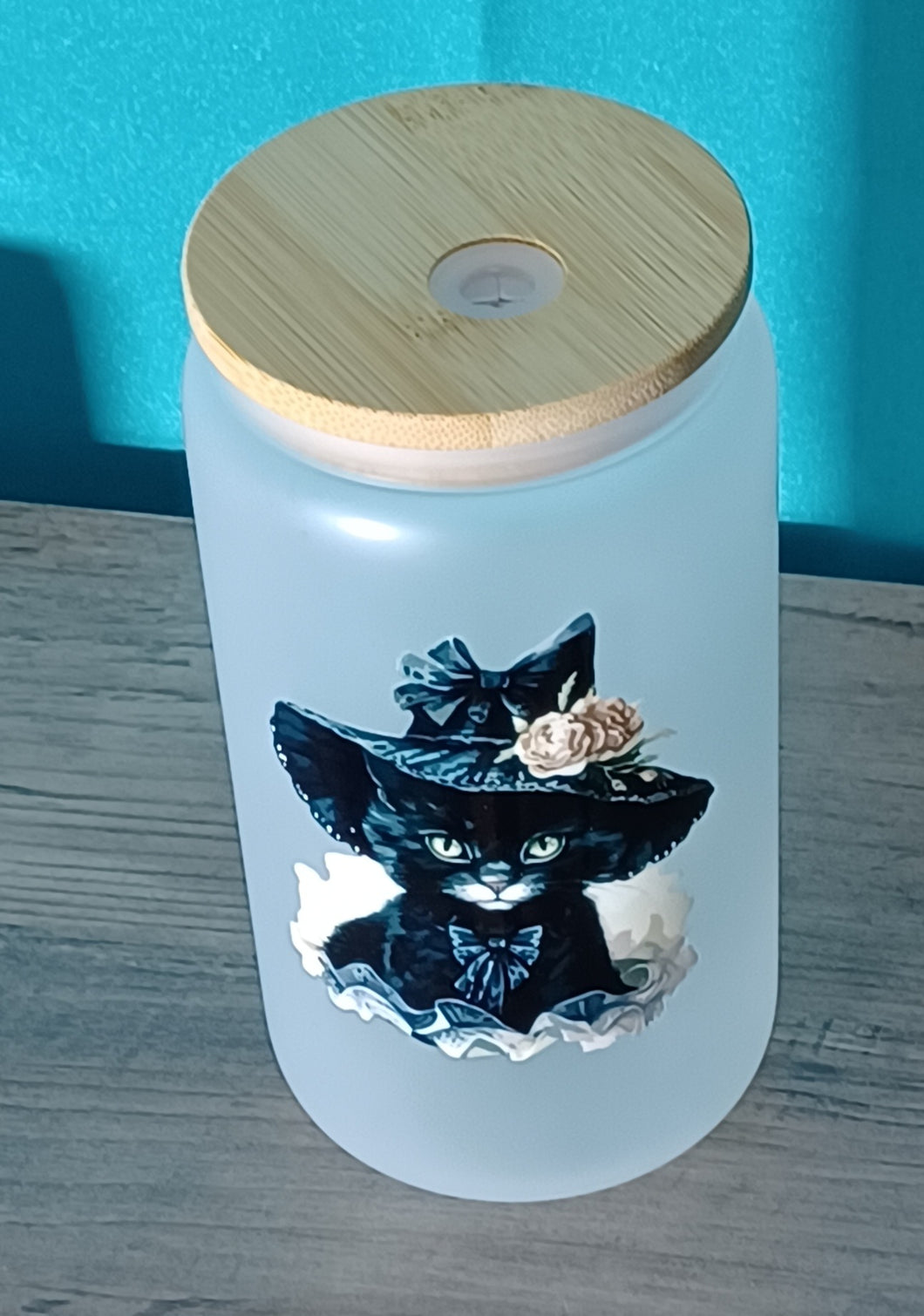 Black Cat Glass Cup R2S FROSTED