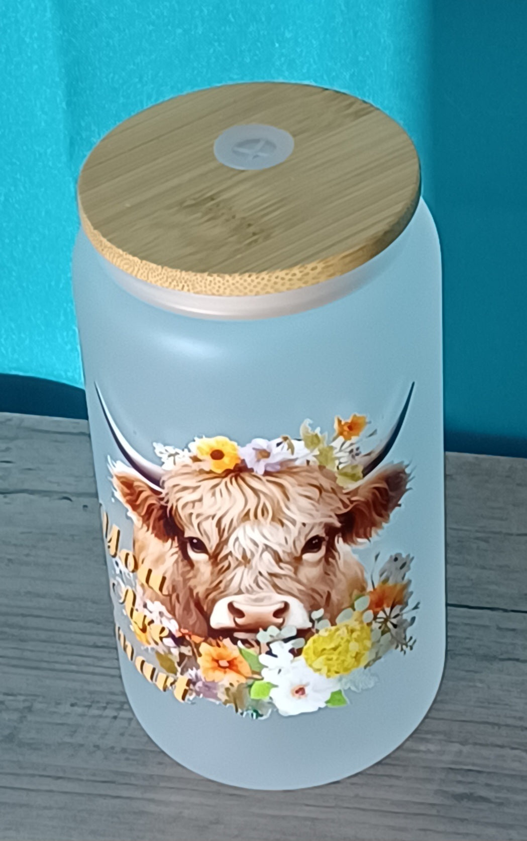 Moocow with flowers Glass Cup R2S FROSTED