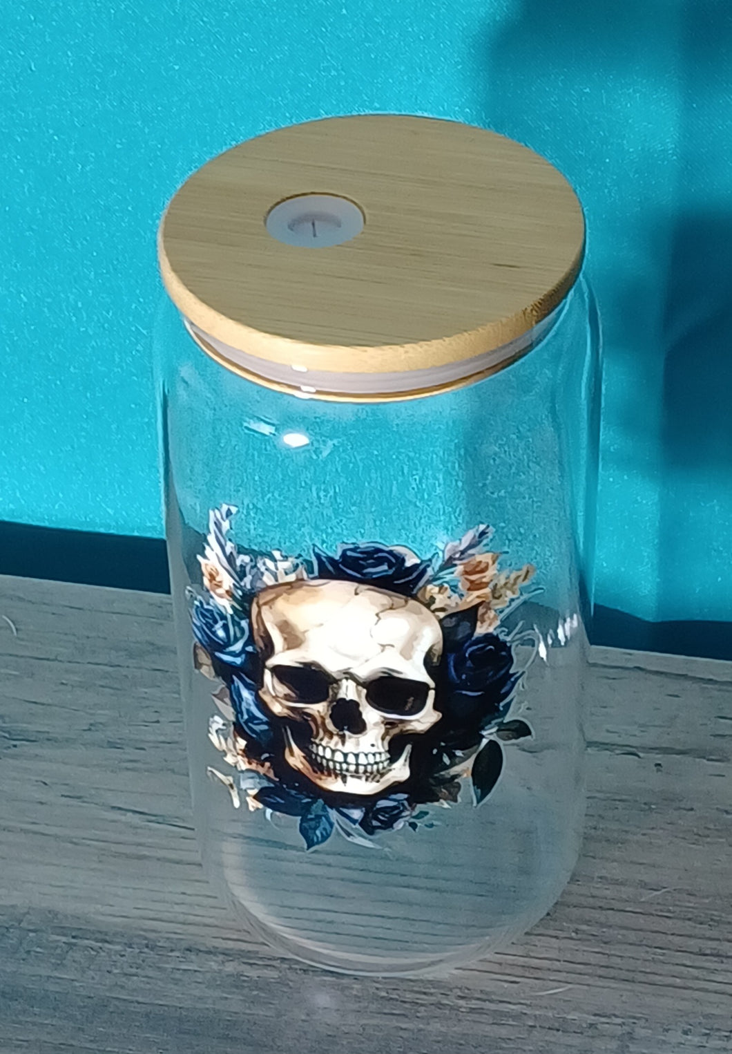 DARK ROSES With Skull Glass Cup R2S FROSTED