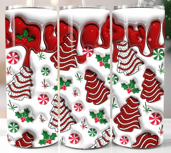Red and White Christmas Tree cake Tumbler