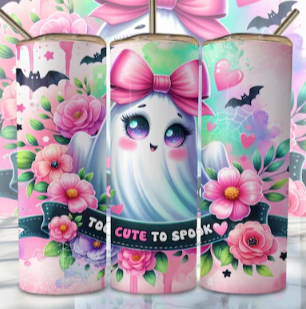 Pink Too cute to be spooky tumbler