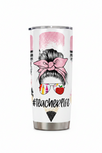 Load image into Gallery viewer, Pink and black Teacher Life Tumbler
