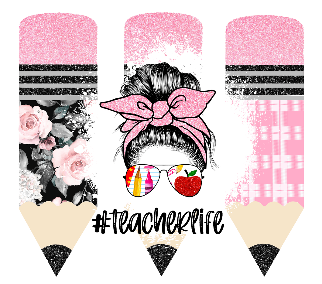 Pink and black Teacher Life Tumbler