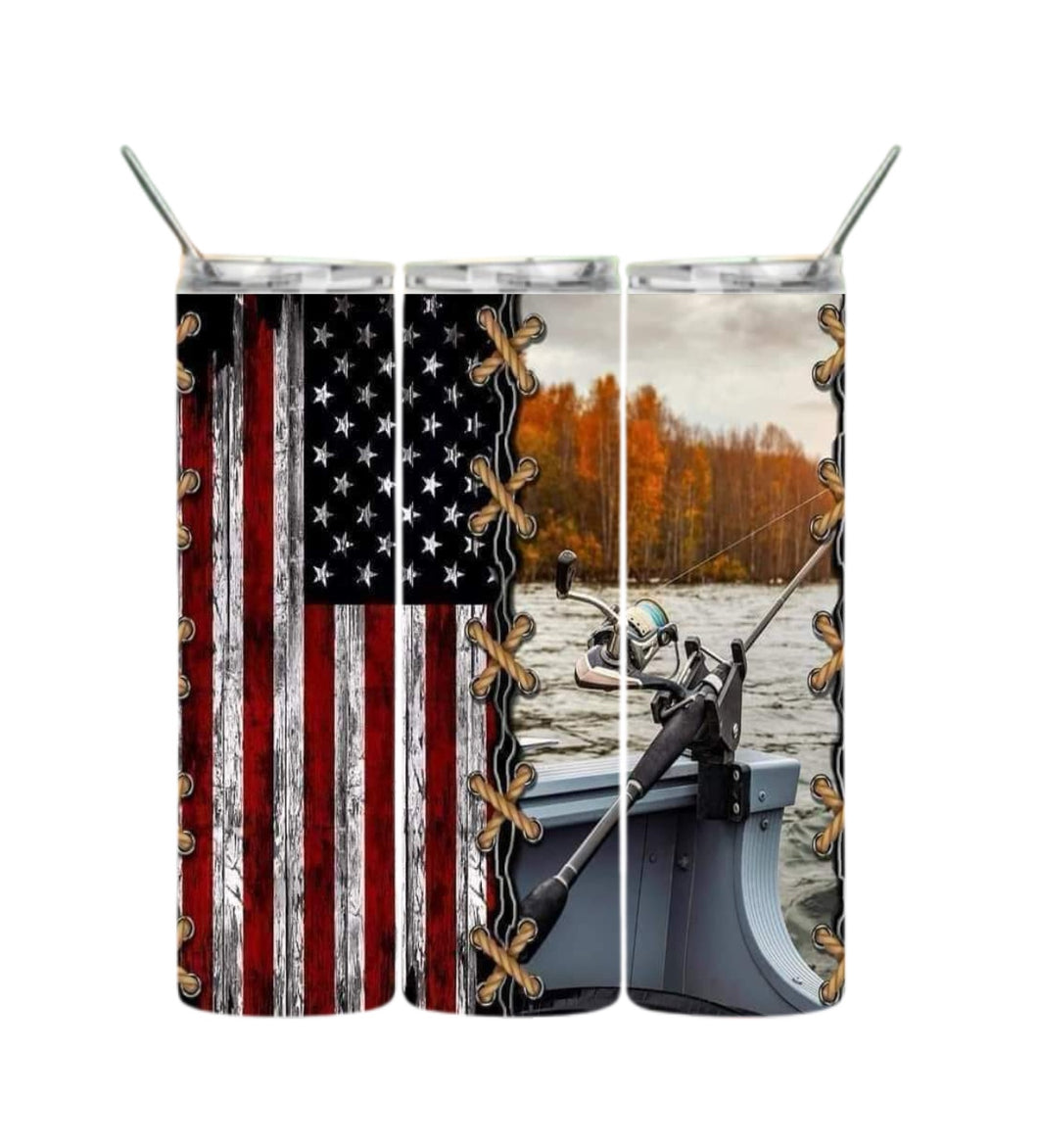 American Flag Fishing Tumbler