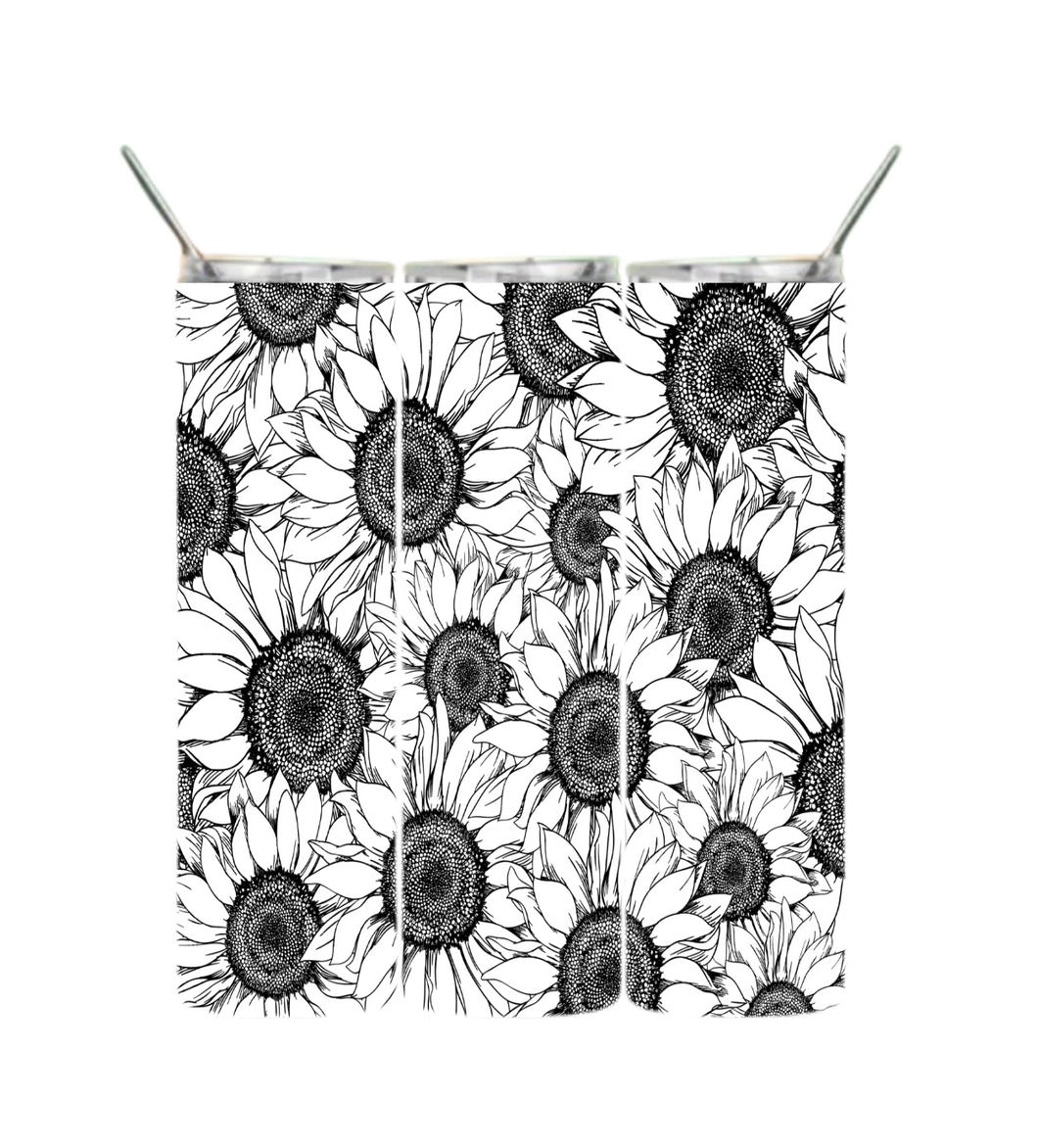 White and black Sunflowers Tumbler