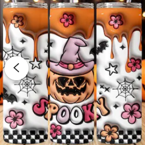 Spooky pumpkin puff tumbler