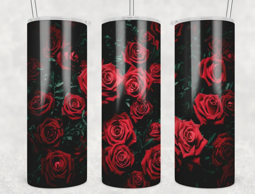 Black And Red Rose Tumbler