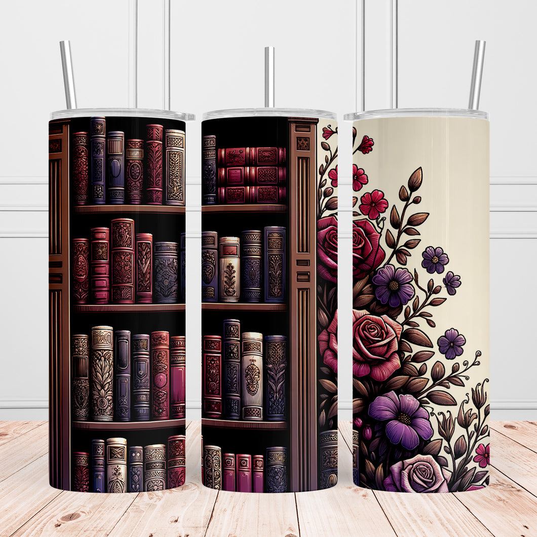 Bookshelf with rosses tumbler