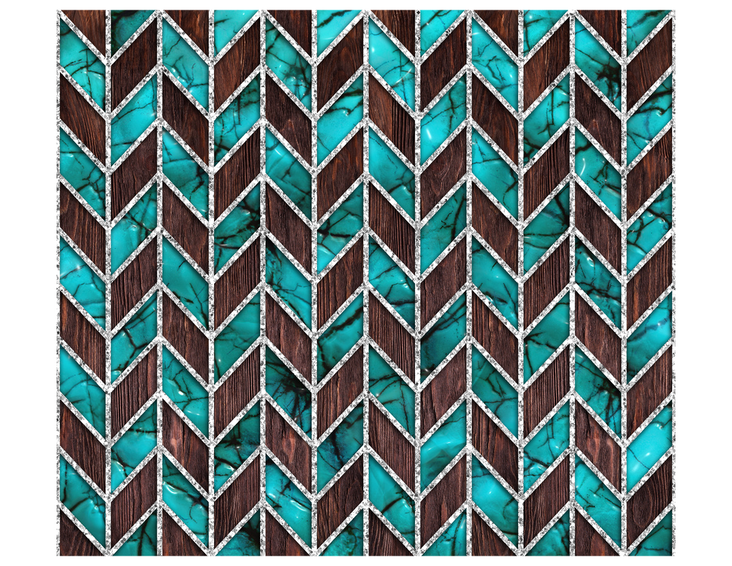 Brown and Teal Tangram Tumbler