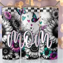 Load image into Gallery viewer, Mom Black and White Sunflowers Tumbler
