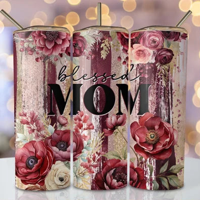 Blessed Mom Red Roses Tumbler