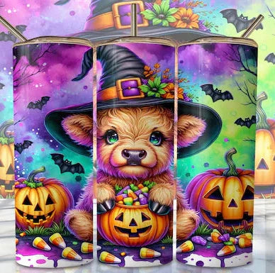 Moocow witch with pumpkins tumbler