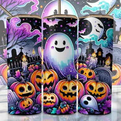 Ghost with pumpkins tumbler