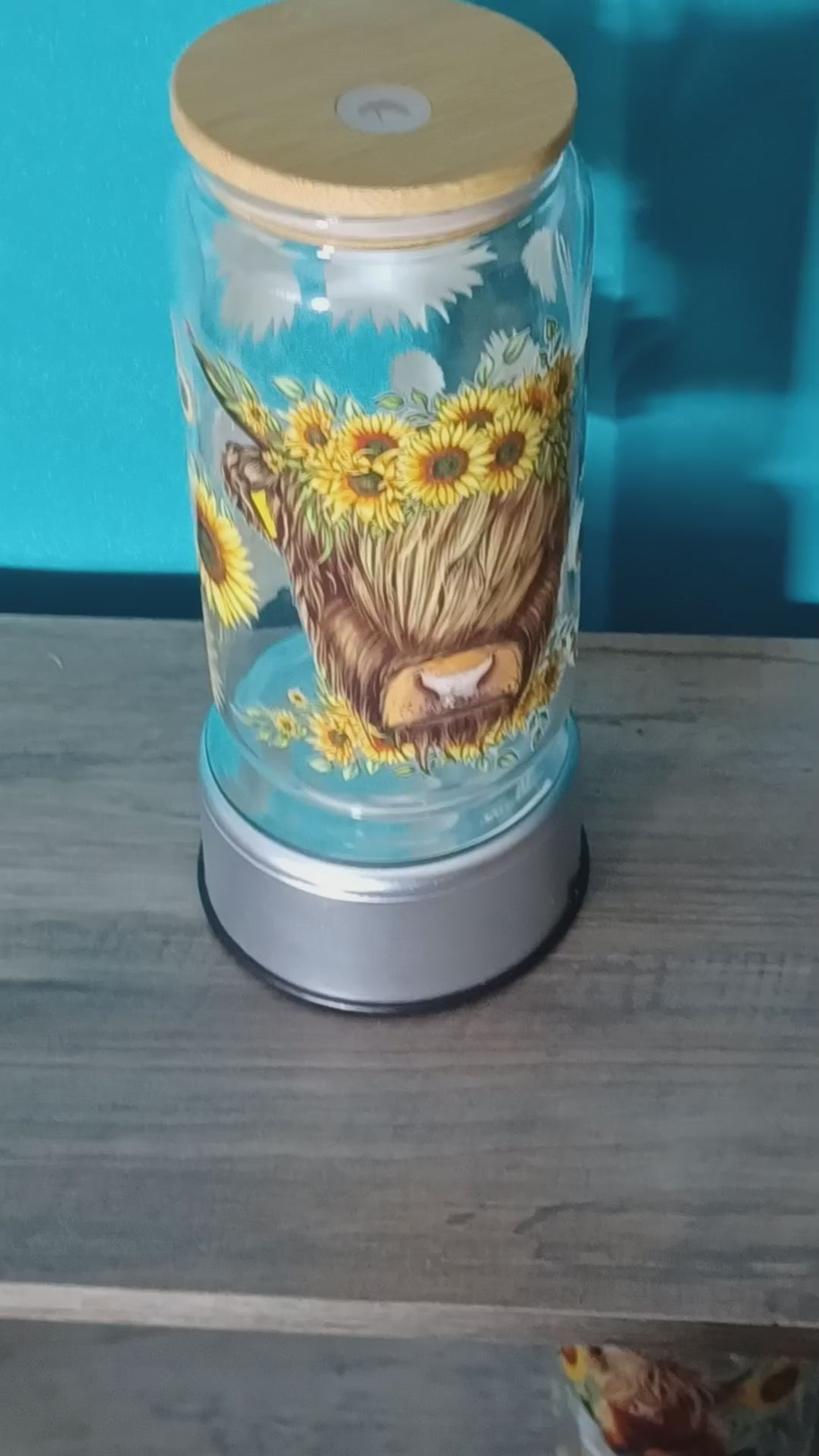 Moocow with sunflowers Glass Cup R2S CLEAR