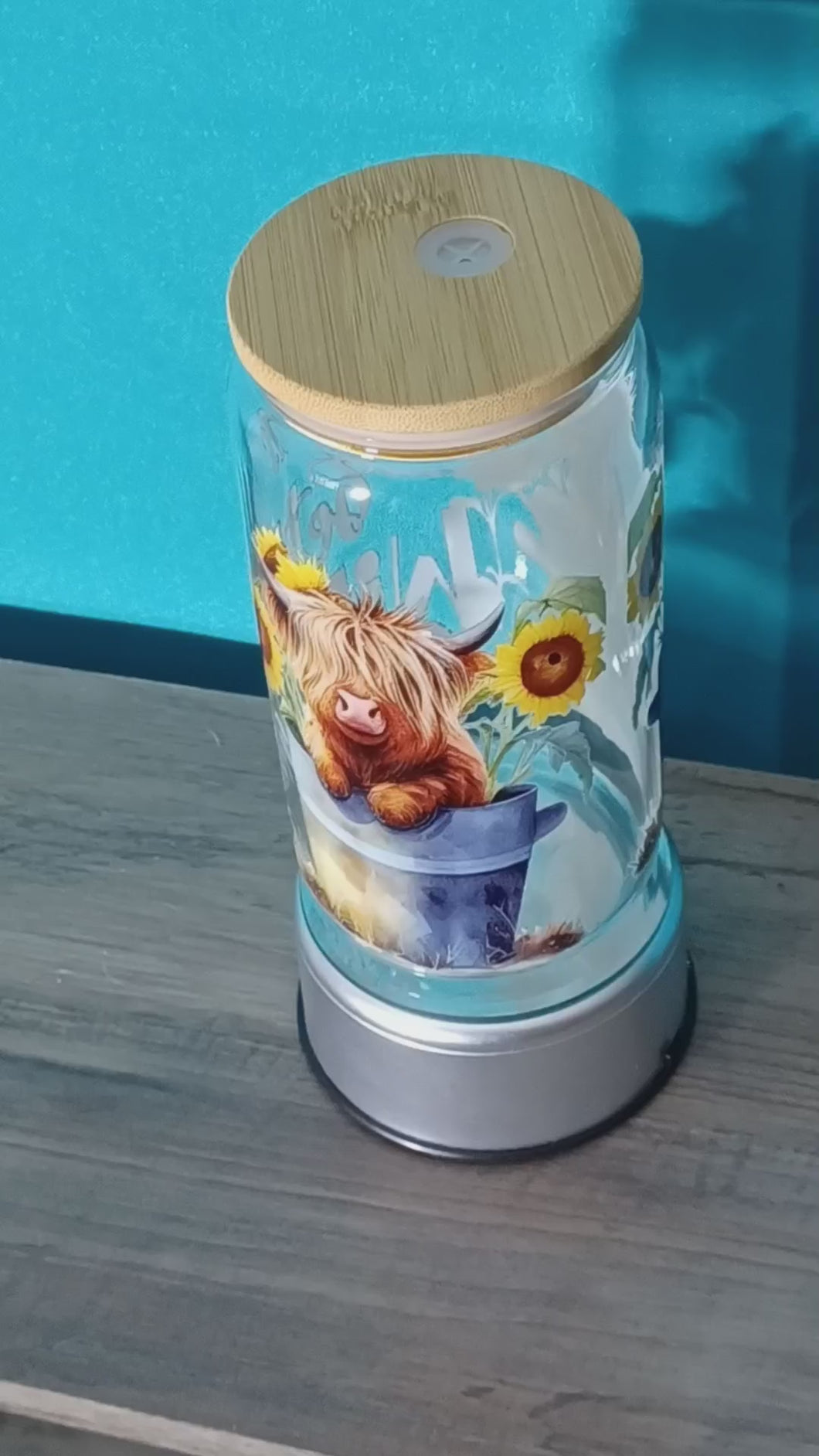 Moocow in a bucket with sunflowers Glass Cup R2S CLEAR