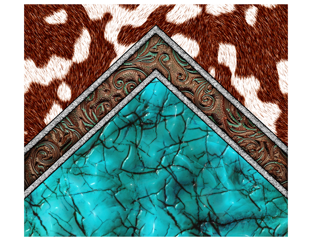 Teal Marble Cowhide Tumbler