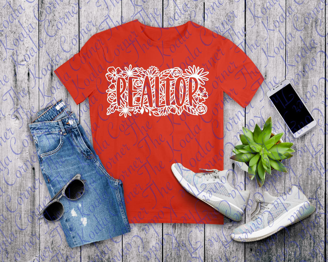 Realtor Floral White Shirt