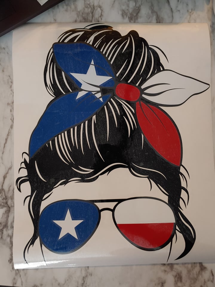 Texas Messy Bun 7*9 Decals