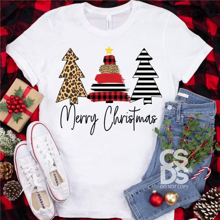 Merry Christmas with three trees