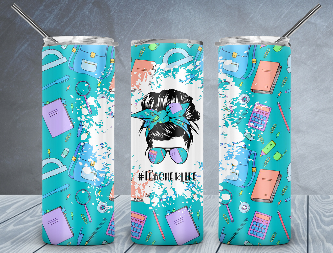 Teacher Life teal tumbler