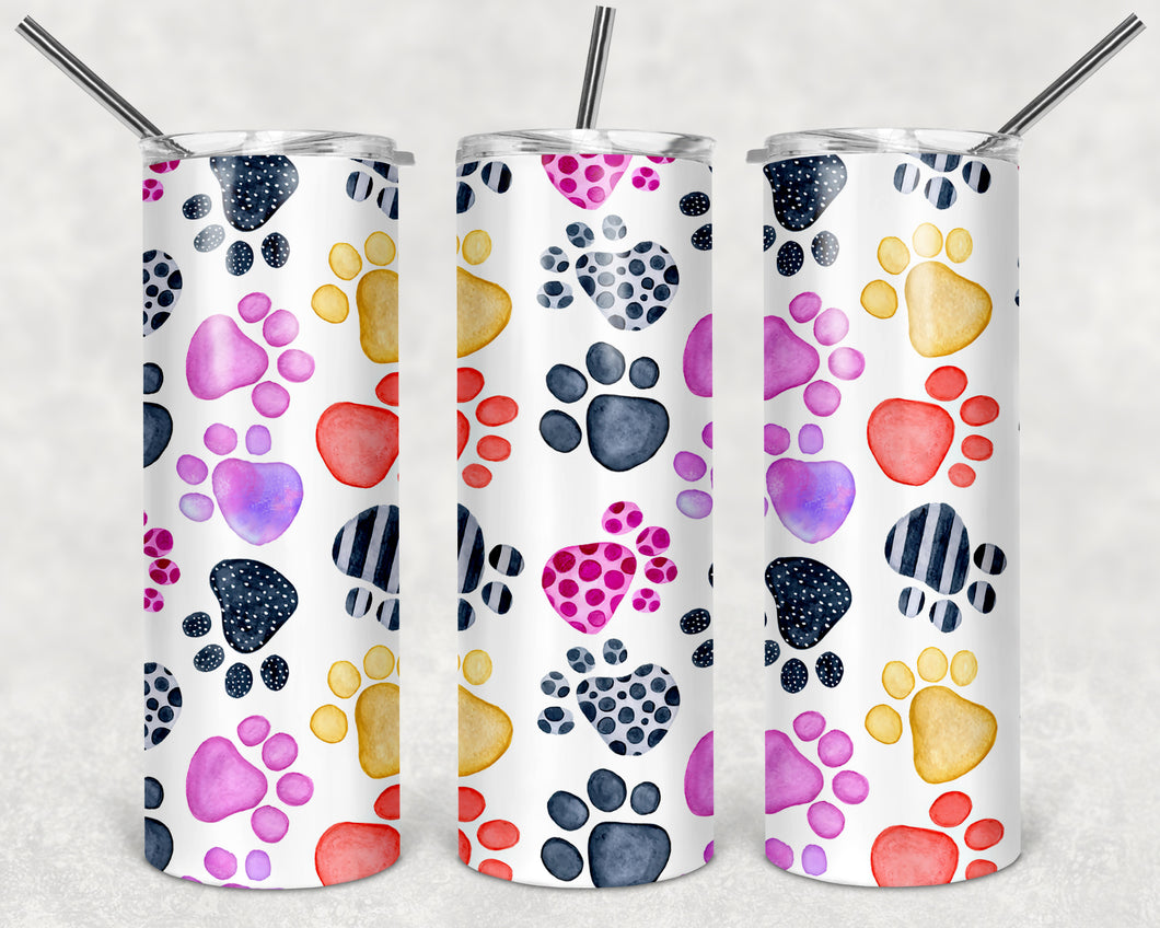Colorful Pawprints tumbler