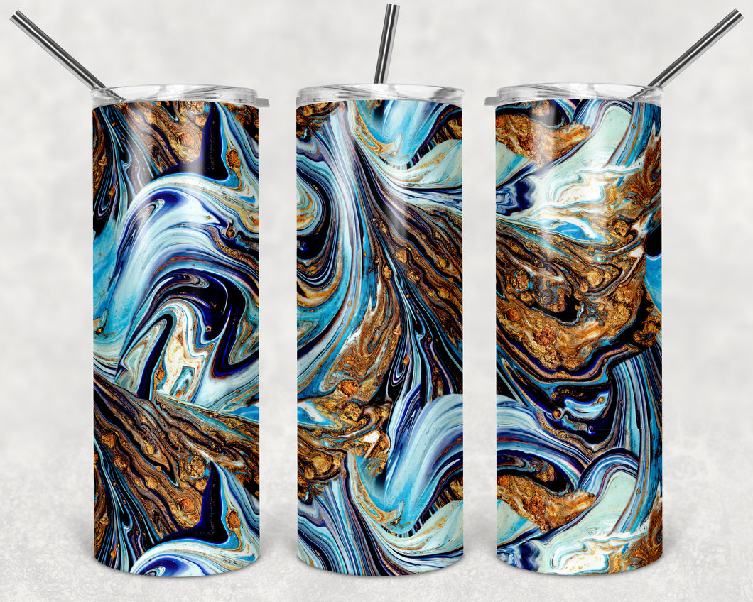 Blue/Gold Marble Tumbler