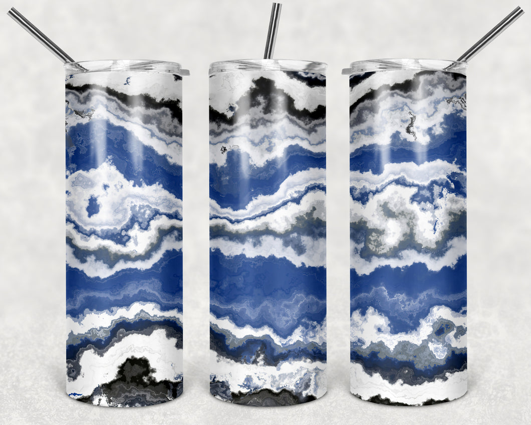 White/Blue Watercolor Marble Tumbler