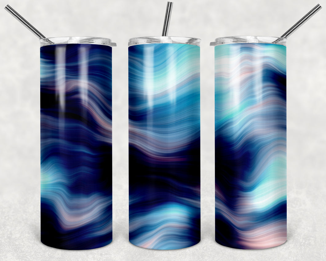 Light Blue/Dark Blue Marble Tumbler