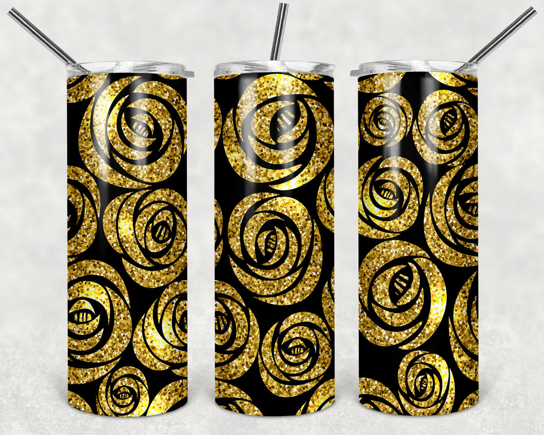 Black Gold Roses Tumbler