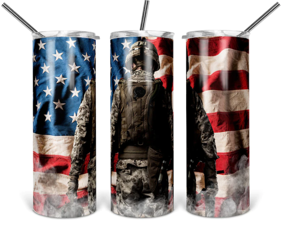 Soldier American Flag tumbler