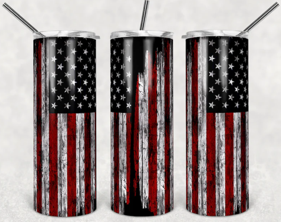 Destressed American Flag tumbler