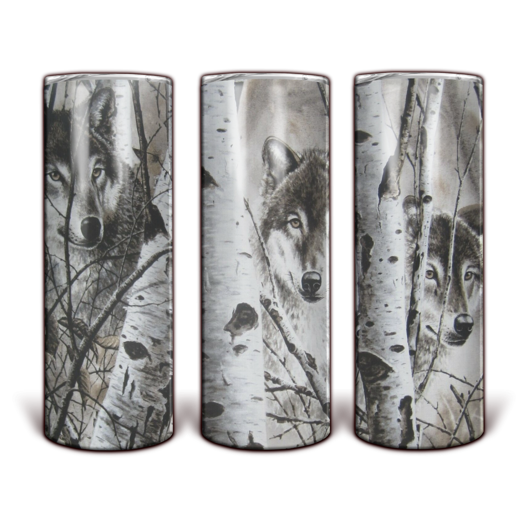 Wolves and Birch Trees tumbler