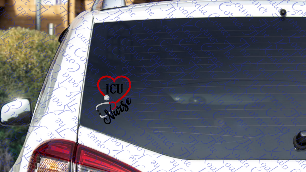 ICU NURSE HEART STETHOSCOPE Car Decal