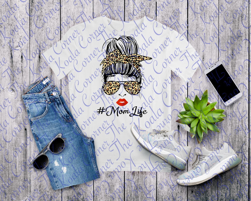 Cheetah Print #MomLife with red lips Shirt