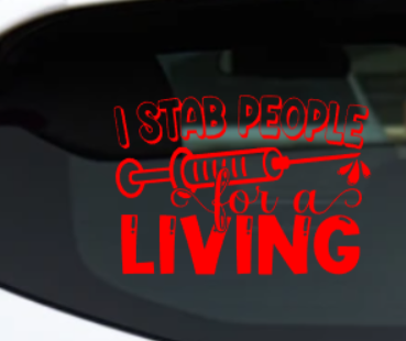 I STAB PEOPLE -RED-  DECAL