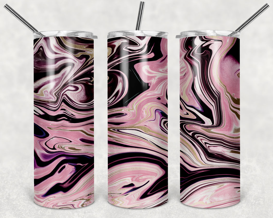 Pink/Black/Gold Marble Tumbler