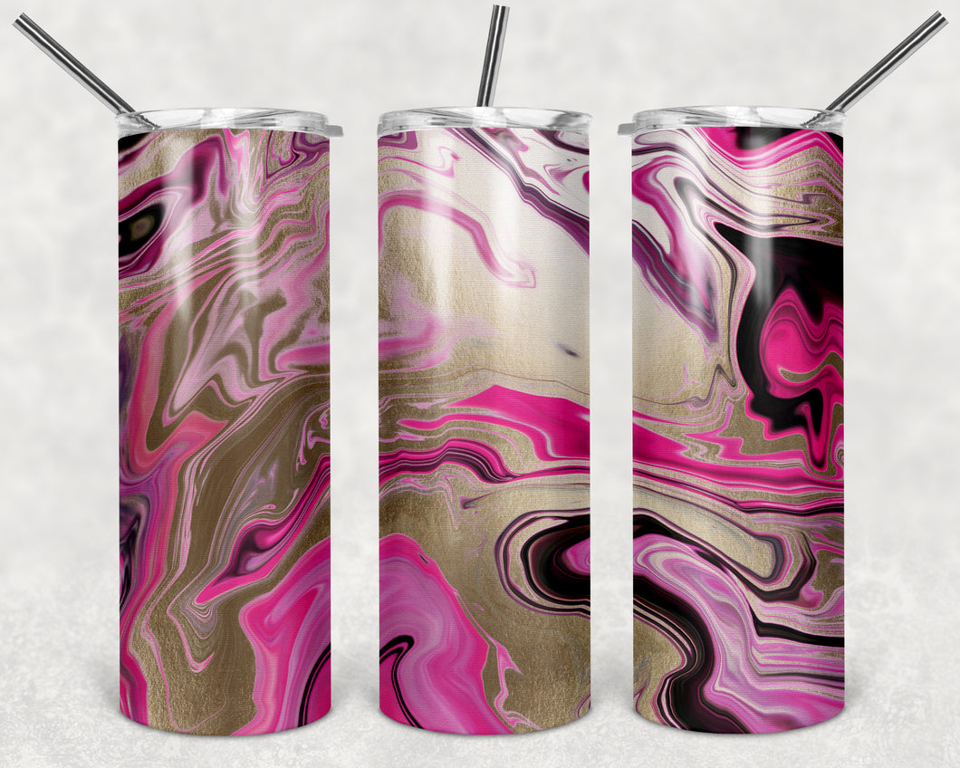 Pink/Gold Marble  Tumbler