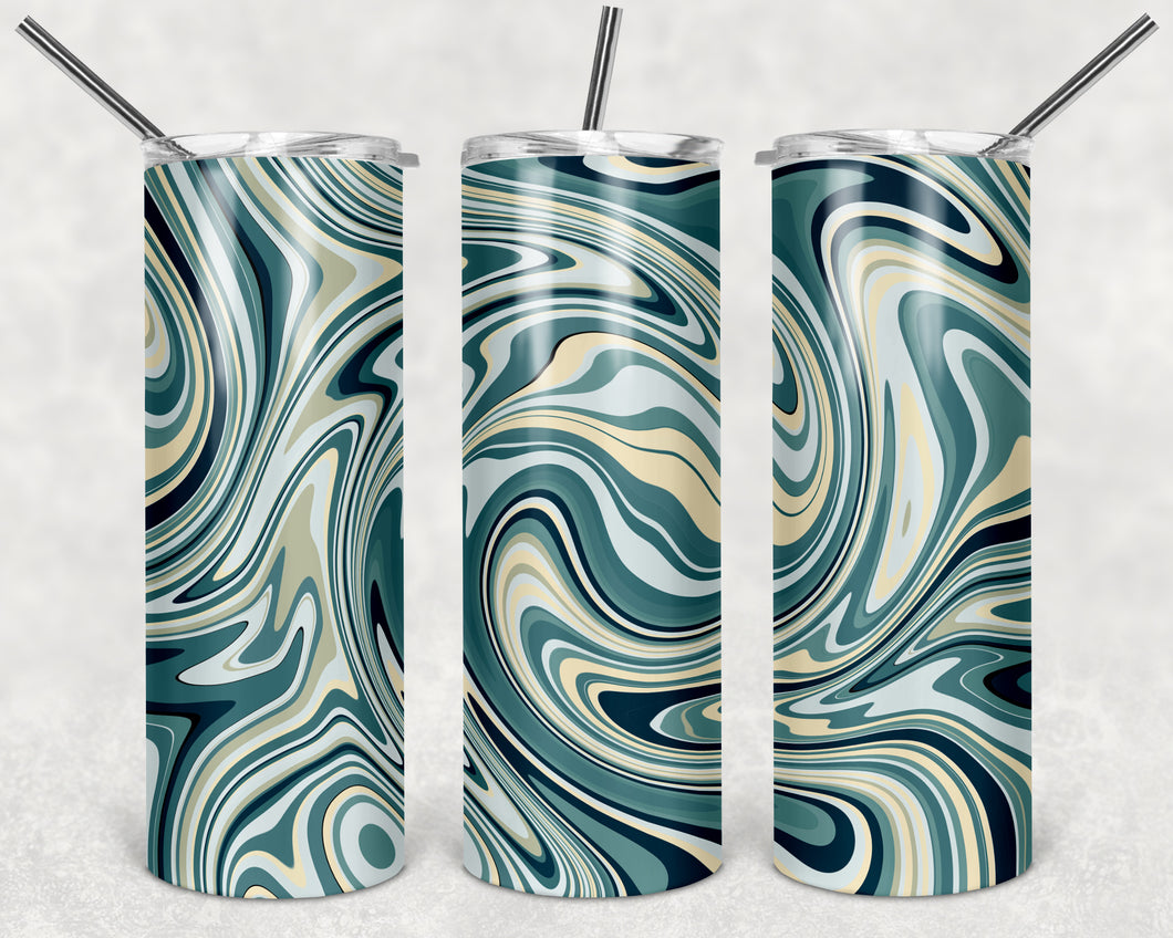 Blue/Cream/Green Marble Tumbler