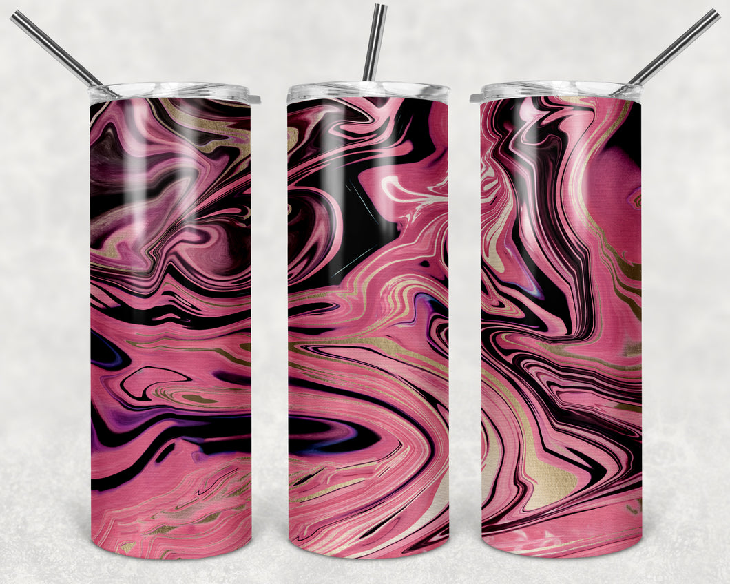 Pink/Gold/Black/Purple Marble Tumbler