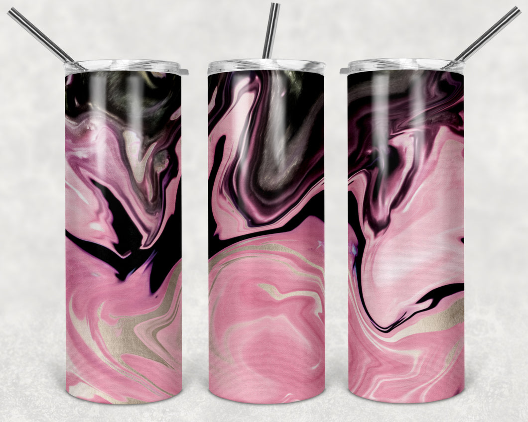 Pink/Black Marble Tumbler