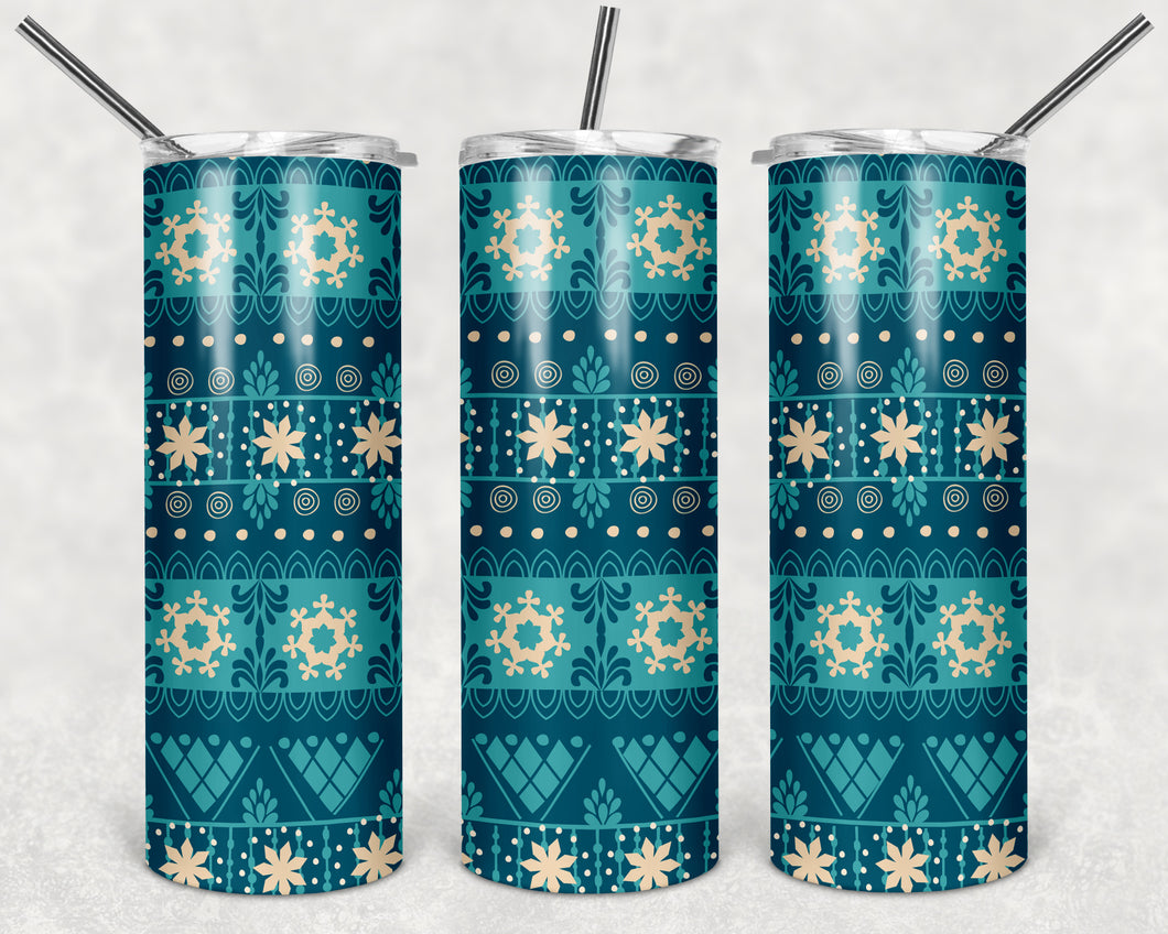 Blue Snow Pattern Tumbler