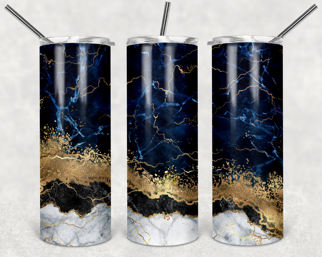 Blue/Gold/Charcoal/Quartz Custom tumbler