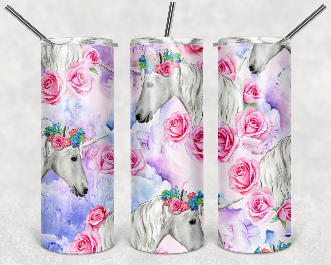 Unicorns and Flowers tumbler